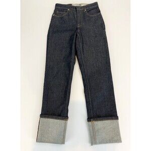 NWT Everlane The High-Rise Straight Jean Dark Indigo Cuffed Jeans Size 25